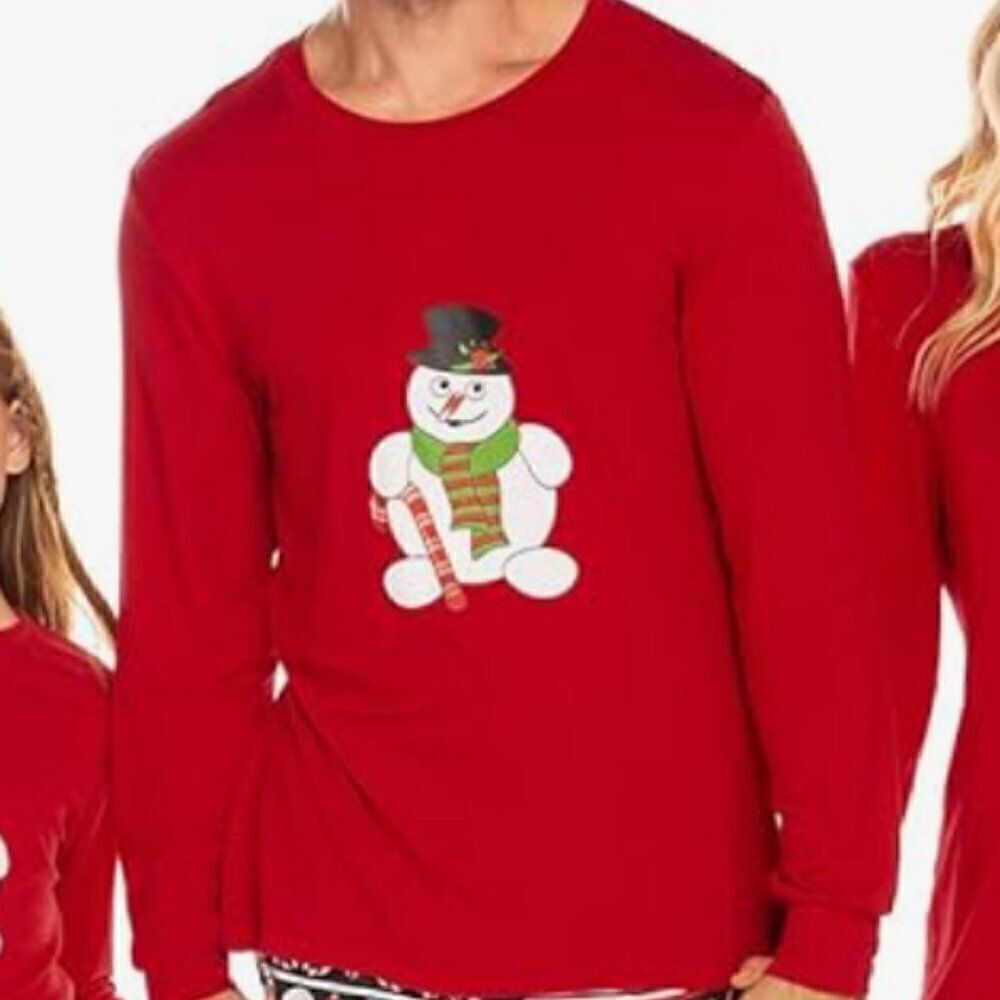 Ekoaer Snowman Holiday Pajama set long sleeve red and black size large NWT